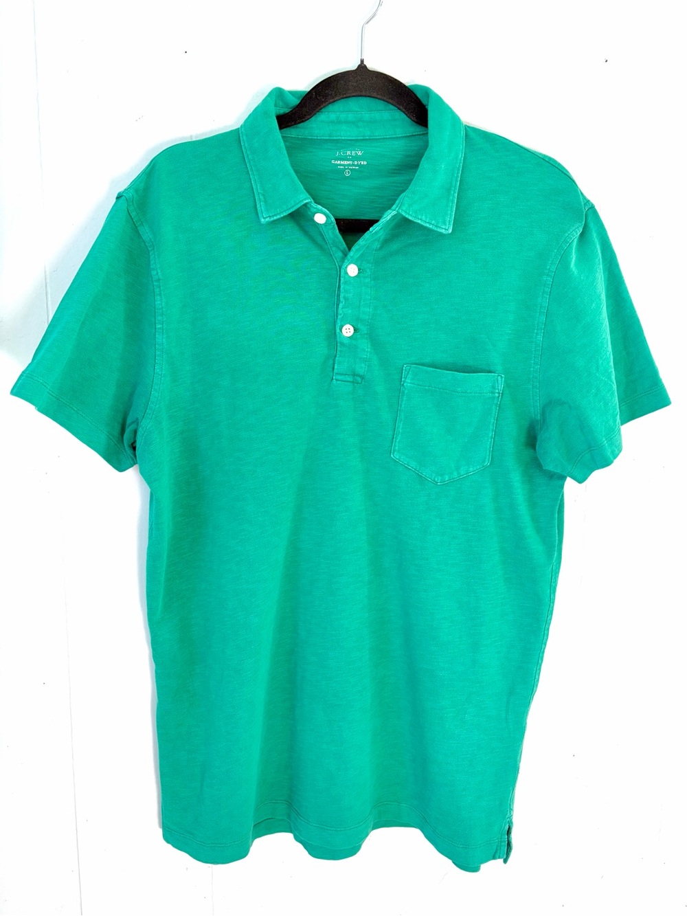 J. Crew Men’s Short Sleeve Garment Dyed Pocket Polo - Teal Green L